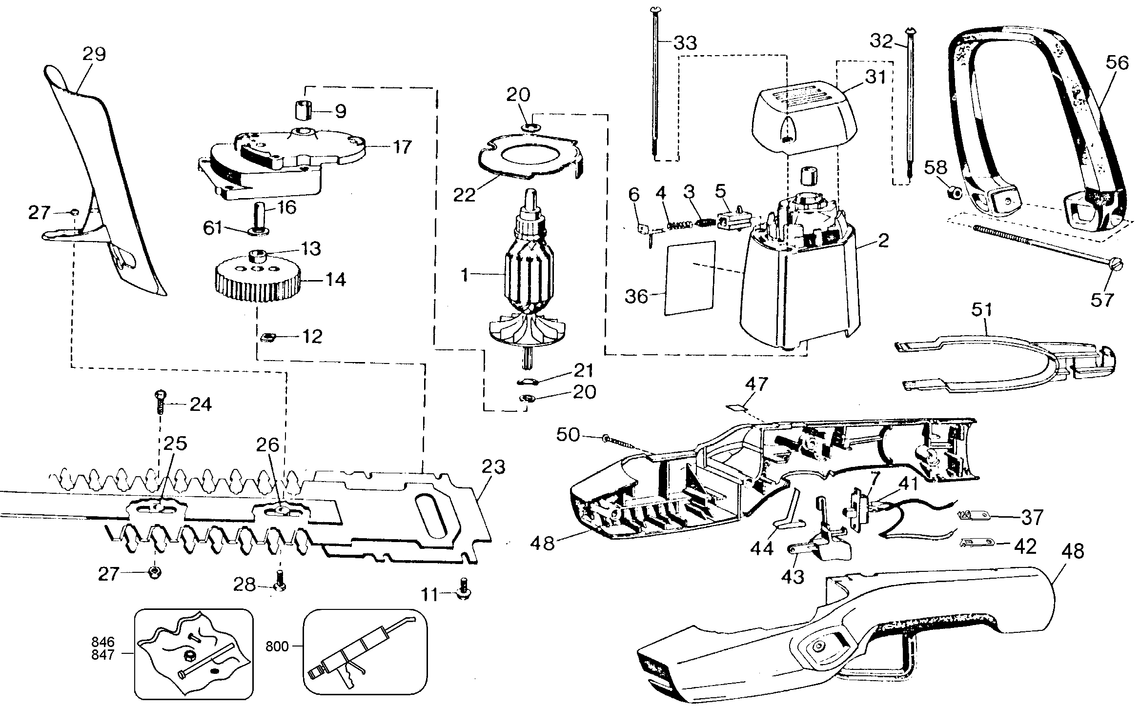 Default Diagram and Parts List for B8134 Type 5 Black and Decker Trimmer